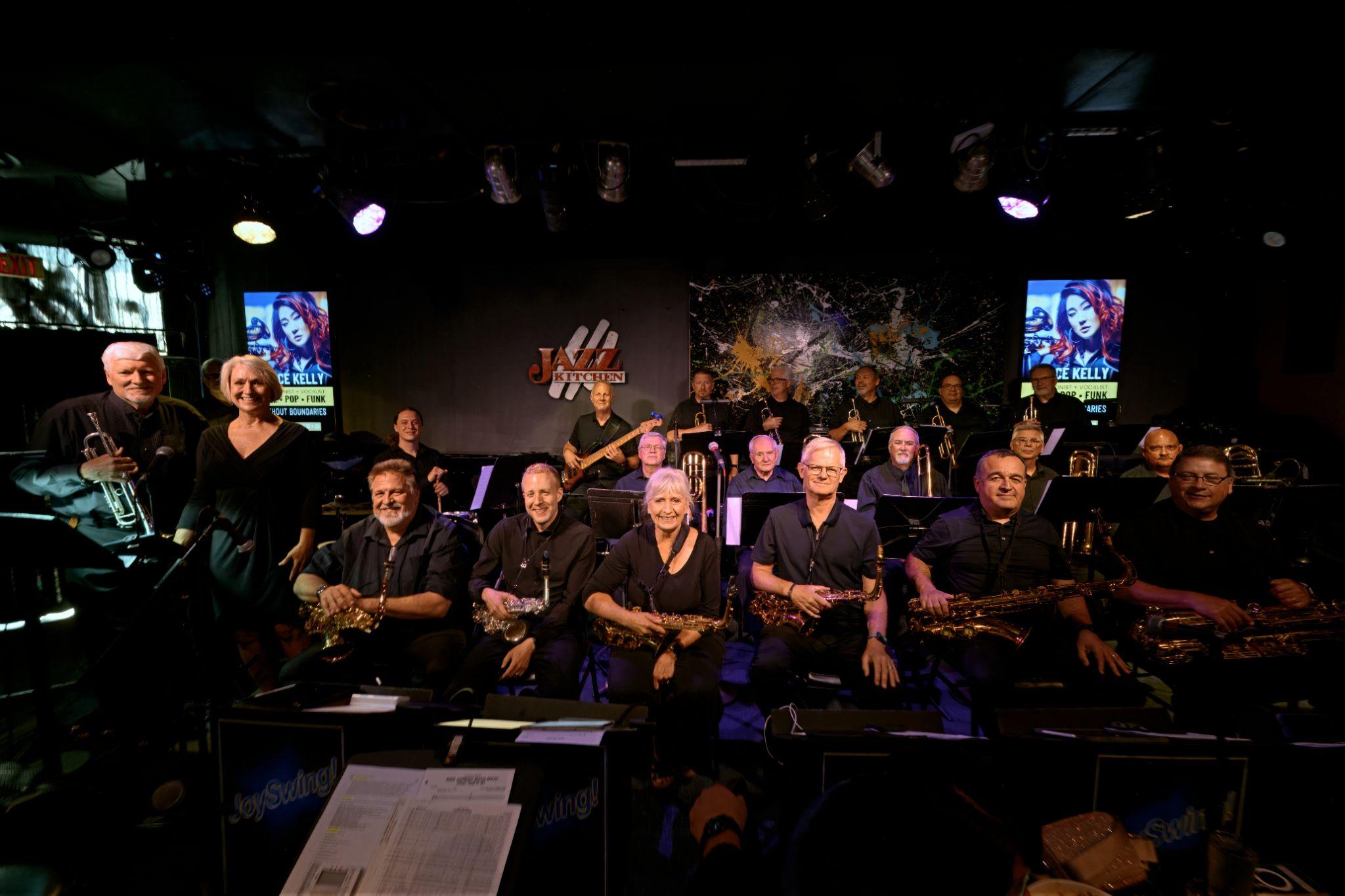 The JoySwing Jazz Orchestra performing on stage at The Jazz Kitchen