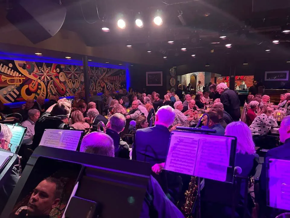View from the JoySwing bandstand across a full audience